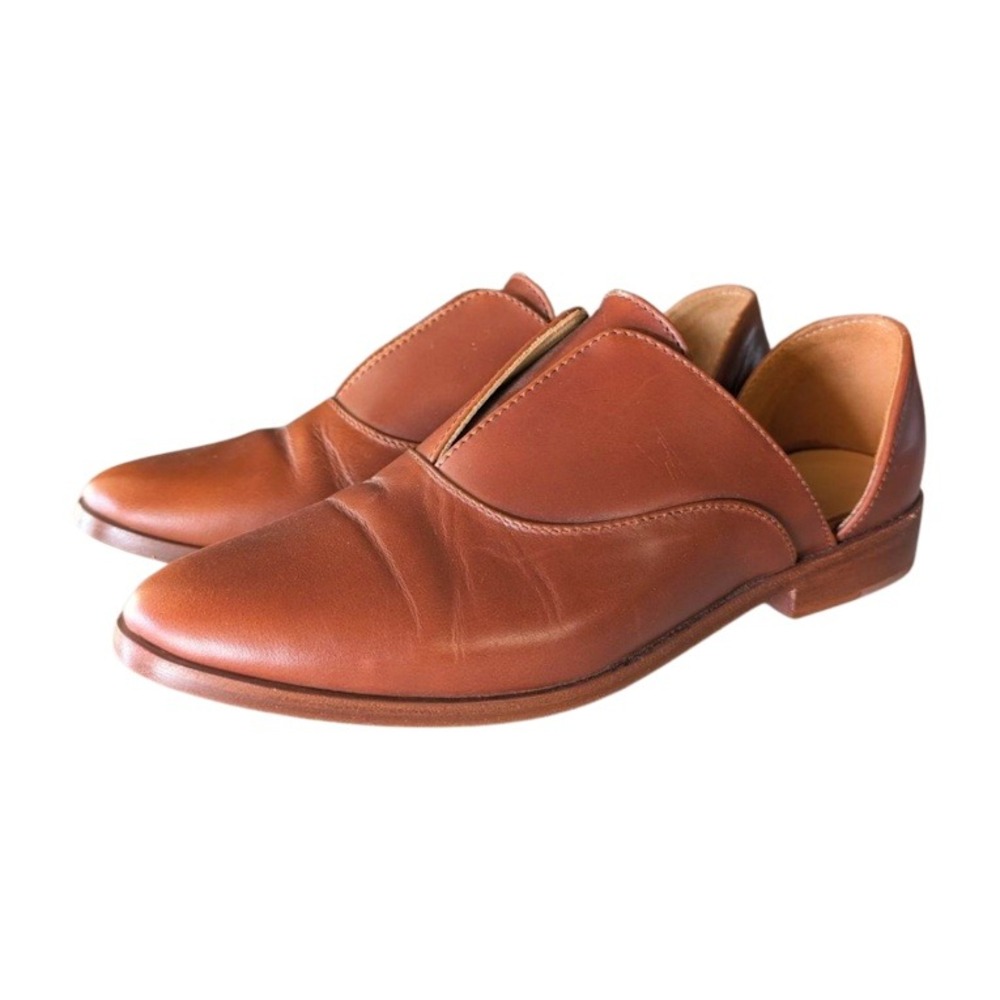 Nisolo‎ Emma d'Orsay Oxford Leather Flats Brandy Brown Womens 8 Pointed Toe